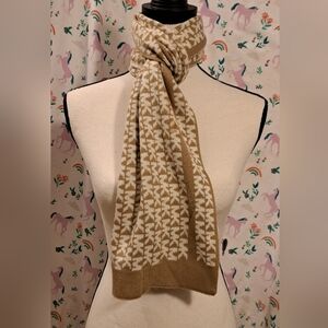 EUC Michael Kors Tan & Beige Reverse Logo Neutral Casual Everyday Winter Scarf